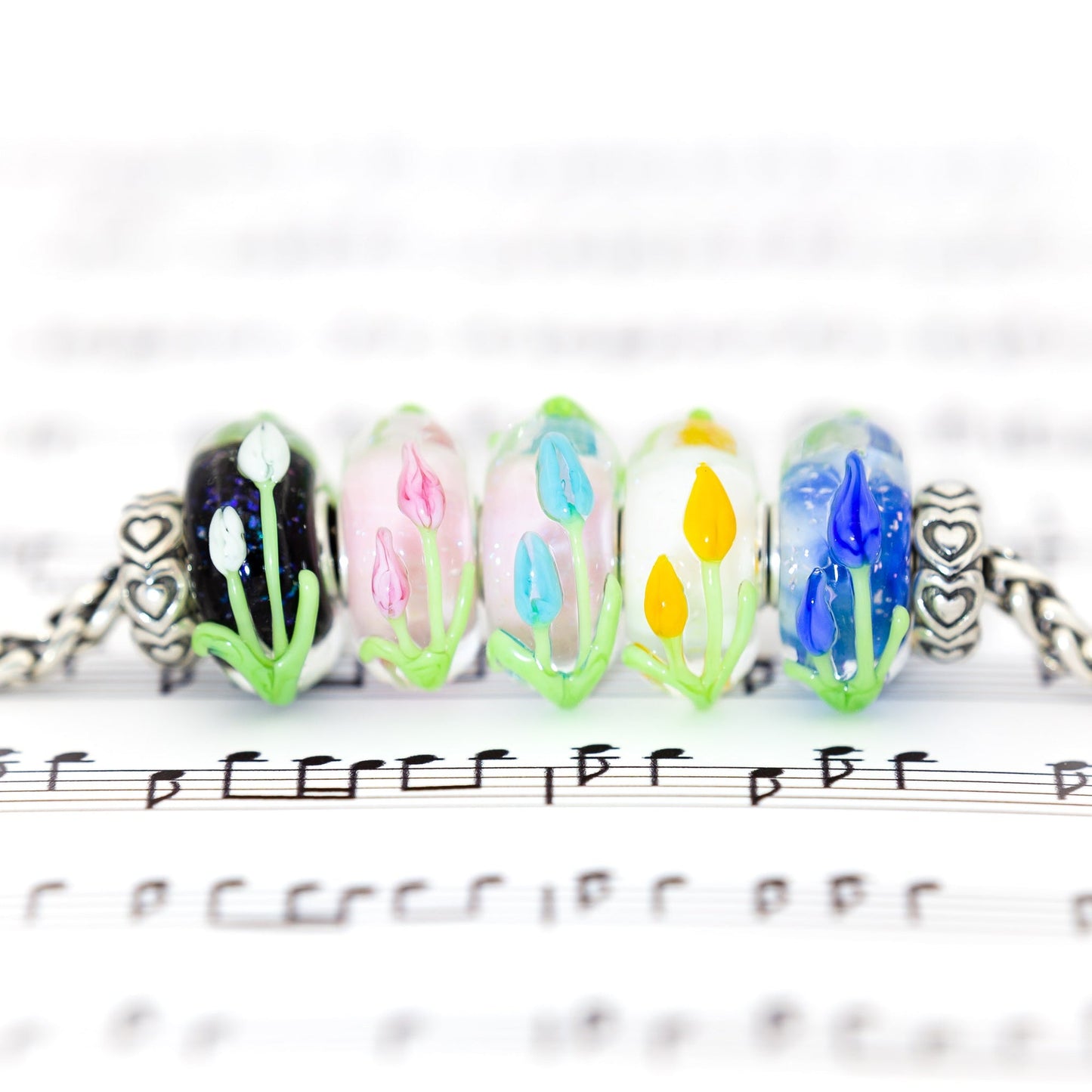 Elfbeads Ocean Blue Fantasy Tulips (G220425) glass Charm - The Alternative Bead official German Retailer. Buy 4 get 5 - free DHL Shipping for all orders above 150€