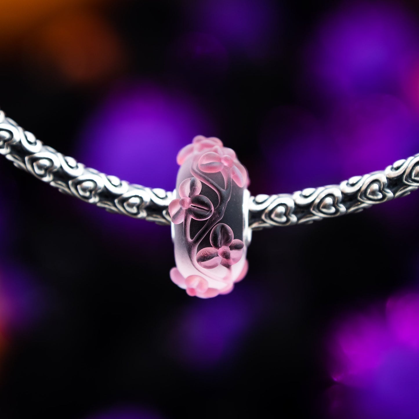 Elfbeads Sakura Night Flowertwig Frost (G220916) glass Charm - The Alternative Bead official German Retailer. Buy 4 get 5 - free DHL Shipping for all orders above 150€