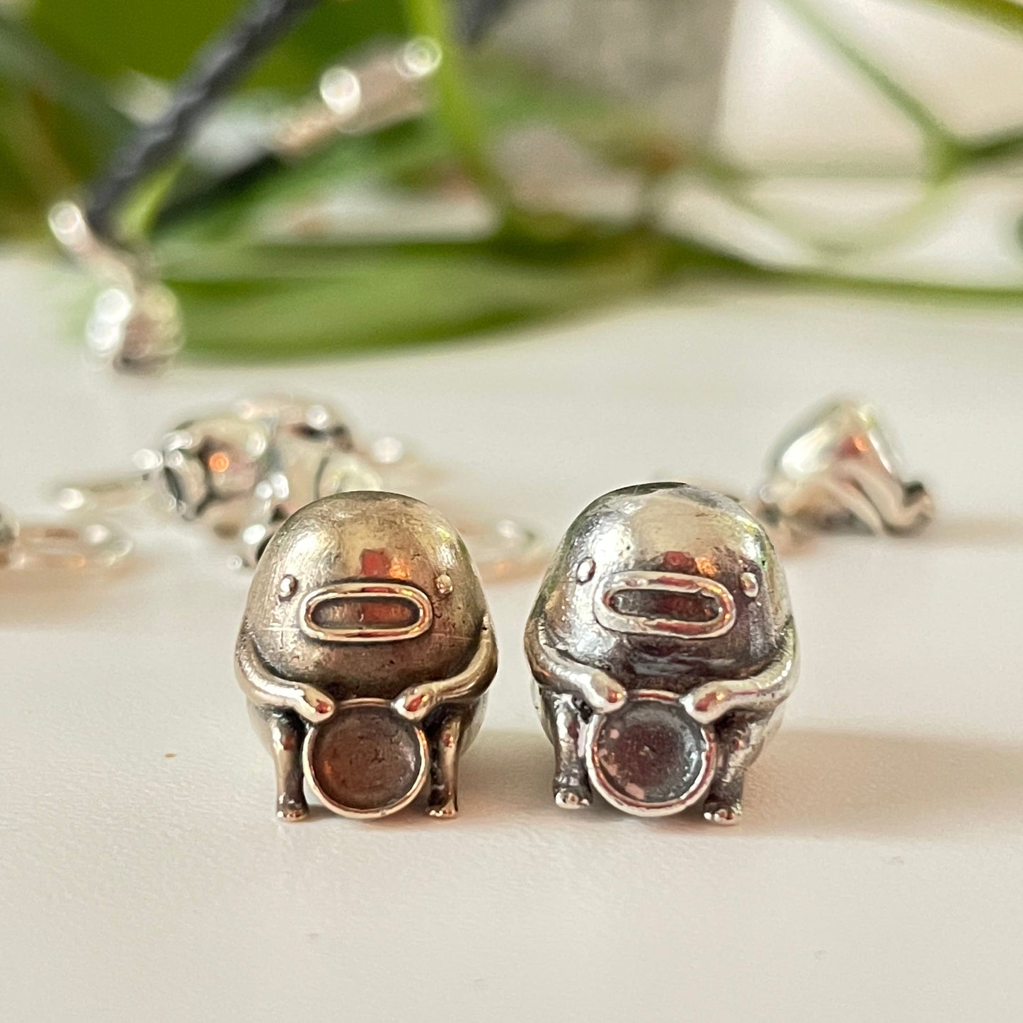 OHM Beads OCTO: Garden Guardian Sterling Silver/Bronze Statue Set sterling-silver Bead The Alternative Bead