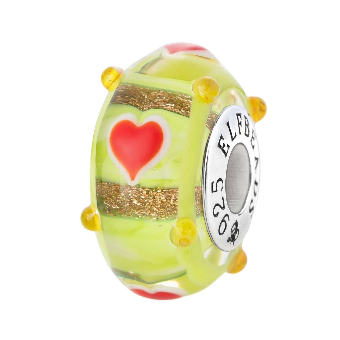Elfbeads Intriguing Hearts Yellow-Green glass Bead by The Alternative Bead. Your official Elfbeads Retailer from Germany