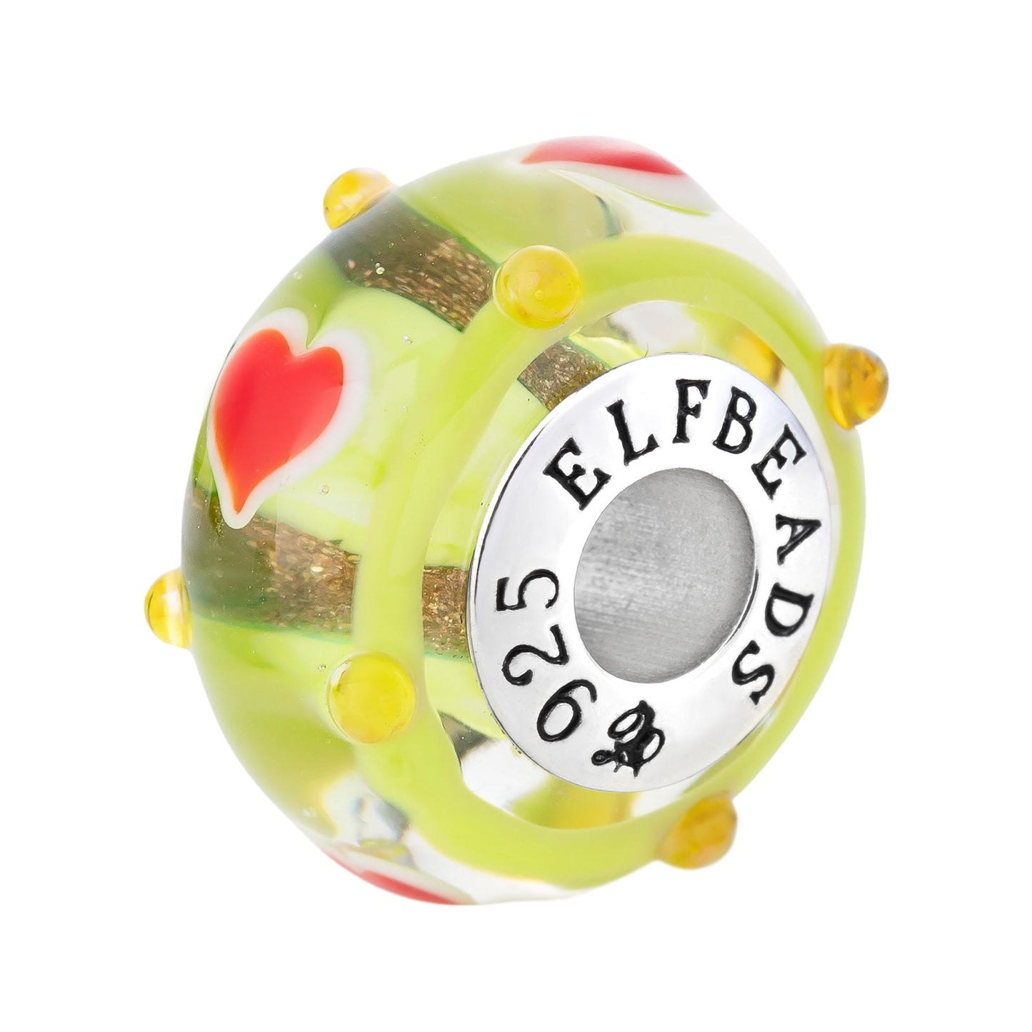 Elfbeads Intriguing Hearts Yellow-Green glass Bead by The Alternative Bead. Your official Elfbeads Retailer from Germany