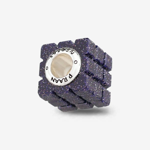 Praan Liberty Blue Gold Stone Rubix Cube Charm blue glass Bead by The Alternative Bead. Your official Praan Retailer from Germany