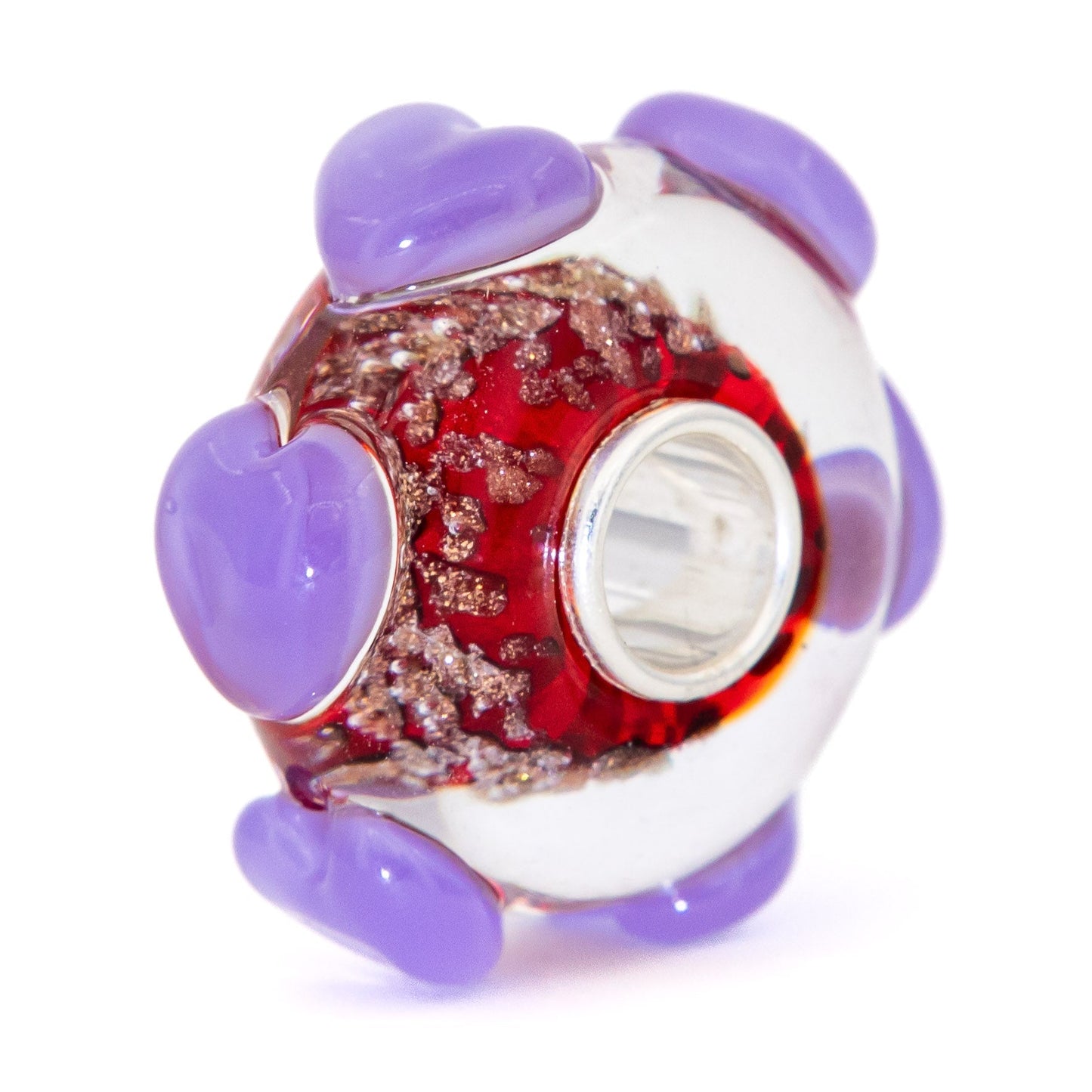 Elfbeads Lilac Red Gold Hearts glass Bead by The Alternative Bead. Your official Elfbeads Retailer from Germany