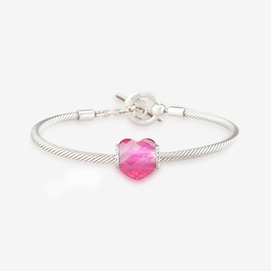 Praan Love Bug Heart Charm pink crystal Bead by The Alternative Bead. Your official Praan Retailer from Germany