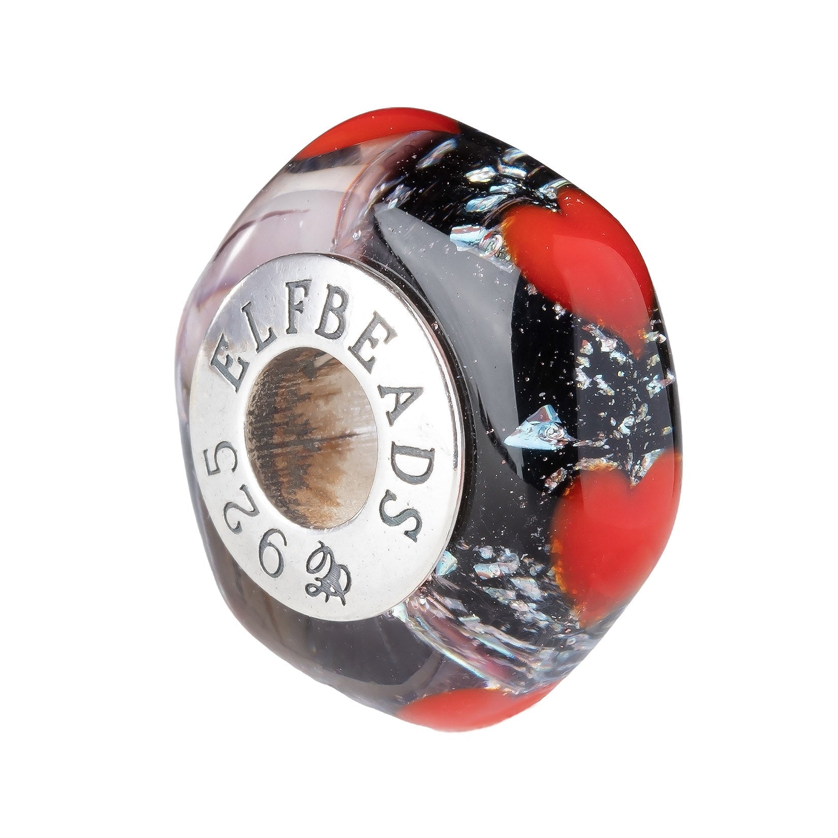 Elfbeads Midnight Red Hearts  glass Bead by The Alternative Bead. Your official Elfbeads Retailer from Germany