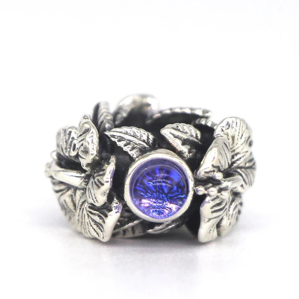 VIP-CHARMS Hibiscus Stopper Spacer Charm Bead (DG44) silver and blue glass and natural-stone and sterling-silver Stopper by The Alternative Bead. Your Official VIP-CHARMS Retailer from Germany