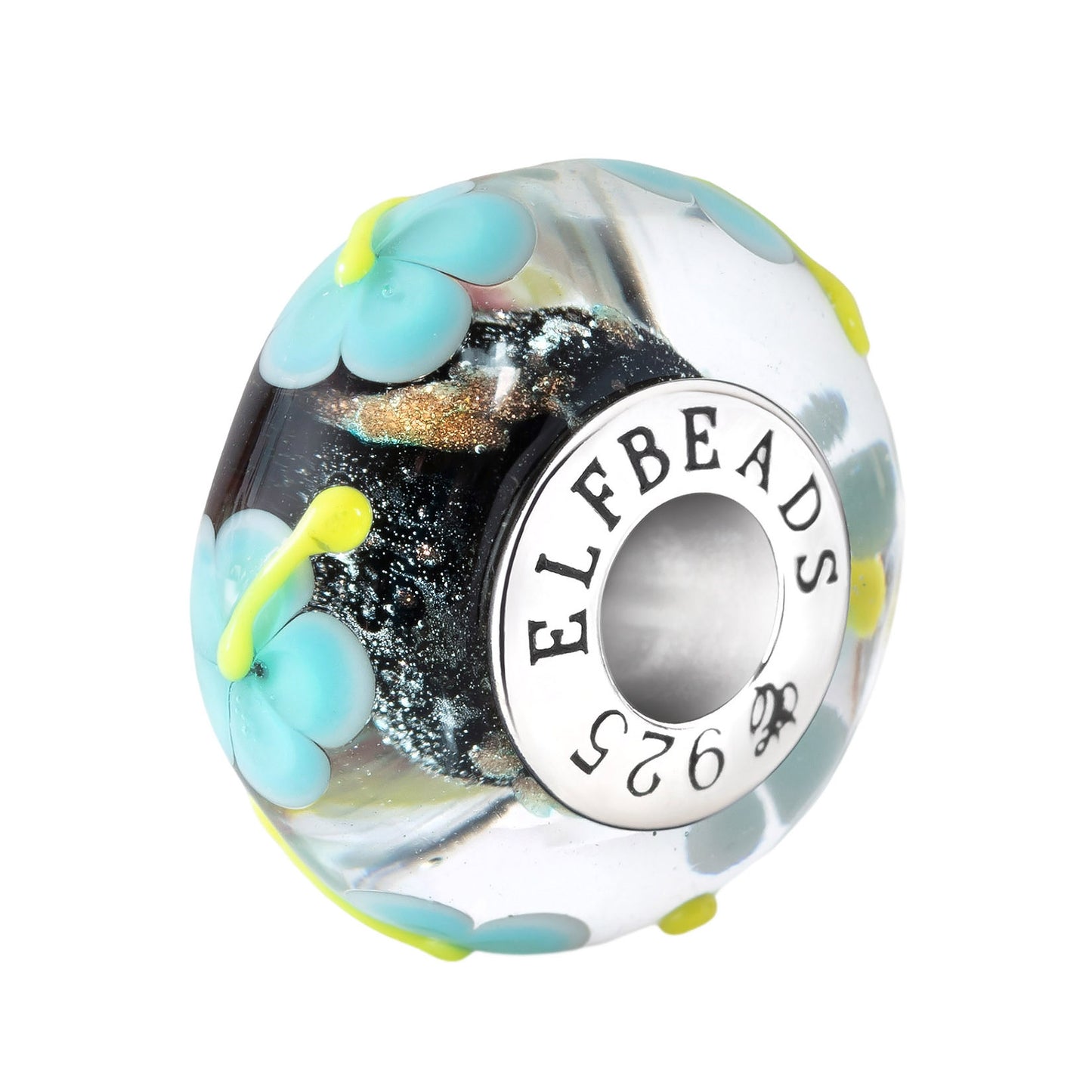Elfbeads Moonlit Shimmer Dandelions floral glass Bead by The Alternative Bead. Your official Elfbeads Retailer from Germany