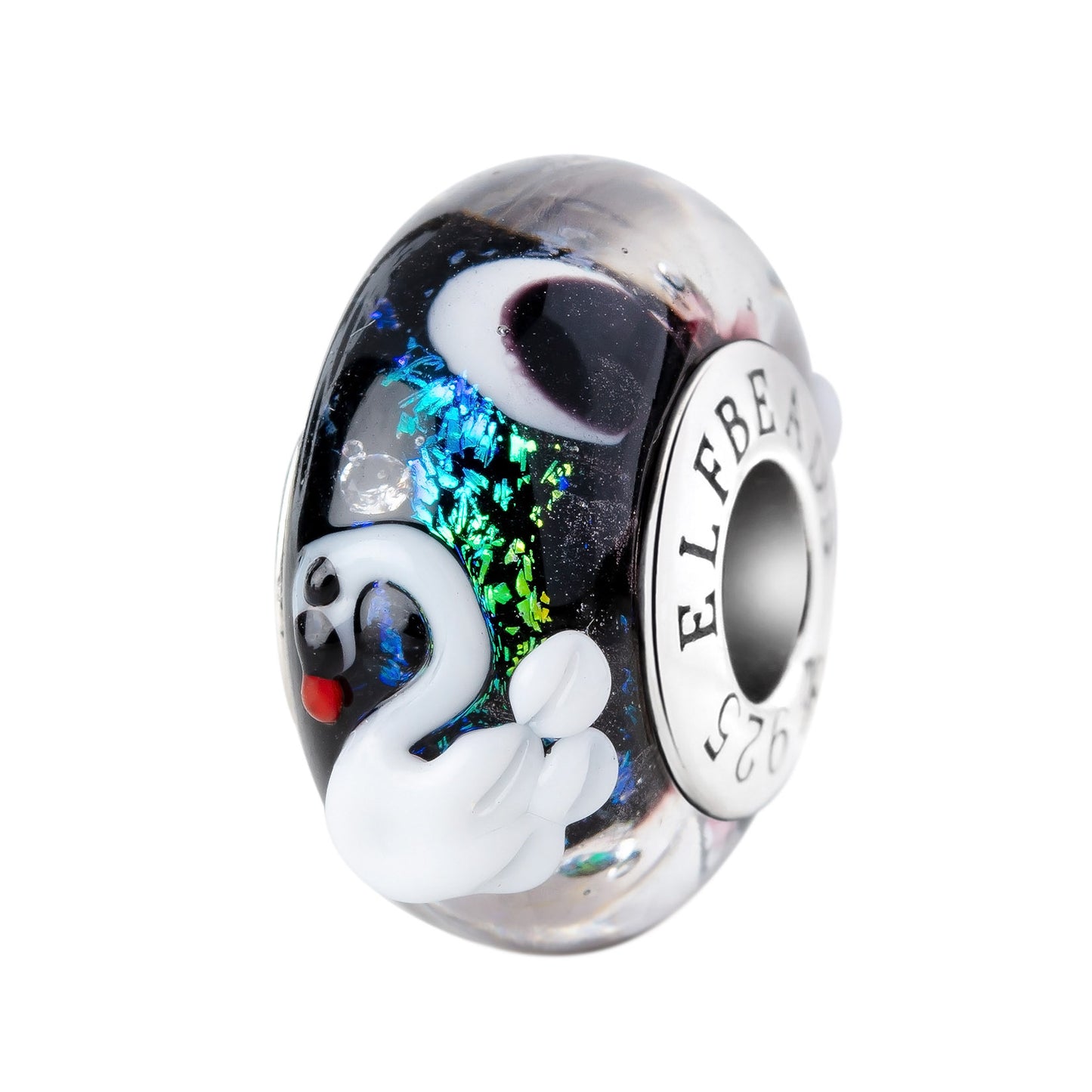 Elfbeads Moonlit Swan Lake Romance black glass Bead by The Alternative Bead. Your official Elfbeads Retailer from Germany
