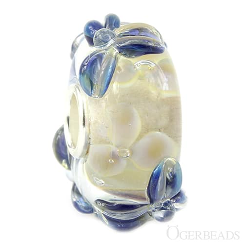 Ogerbeads Ice Flowers white; blue glass Bead by The Alternative Bead. Your official Ogerbeads Retailer from Germany