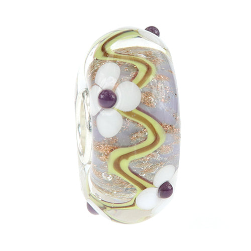 Ogerbeads Blueberry Flowers white; green glass Bead by The Alternative Bead. Your official Ogerbeads Retailer from Germany