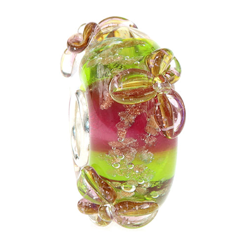 Ogerbeads Watermelon Flowers green; pink glass Bead by The Alternative Bead. Your official Ogerbeads Retailer from Germany