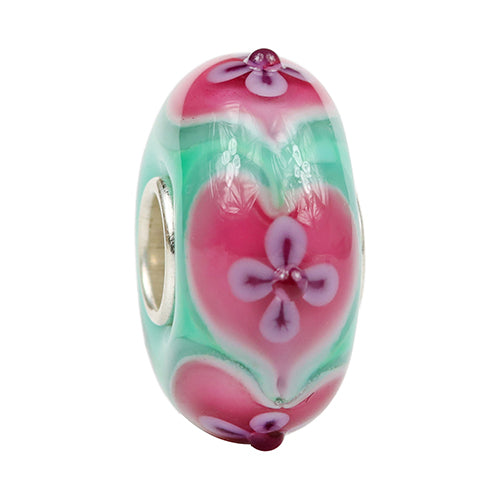Ogerbeads Soft Melody Flower Hearts green; pink glass Bead by The Alternative Bead. Your official Ogerbeads Retailer from Germany