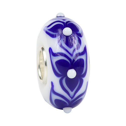 Ogerbeads Delft Blue Triflower Light blue; white glass Bead by The Alternative Bead. Your official Ogerbeads Retailer from Germany
