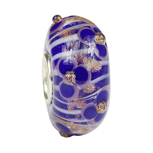 Ogerbeads Lavender Moonsparkle Blossom blue; white; gold glass Bead by The Alternative Bead. Your official Ogerbeads Retailer from Germany
