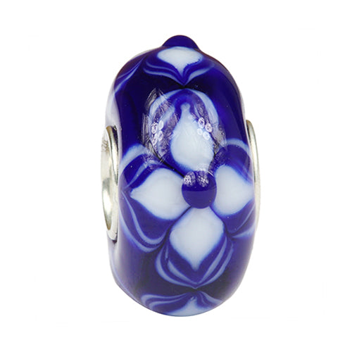 Ogerbeads Delft Blue Starflowers Dark blue; white glass Bead by The Alternative Bead. Your official Ogerbeads Retailer from Germany