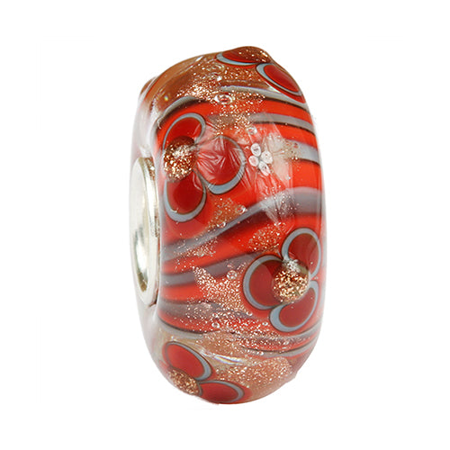 Ogerbeads Autumn Moonsparkle Blossom red; gold glass Bead by The Alternative Bead. Your official Ogerbeads Retailer from Germany