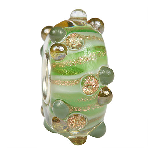 Ogerbeads Forest Gold Speckles green; gold glass Bead by The Alternative Bead. Your official Ogerbeads Retailer from Germany