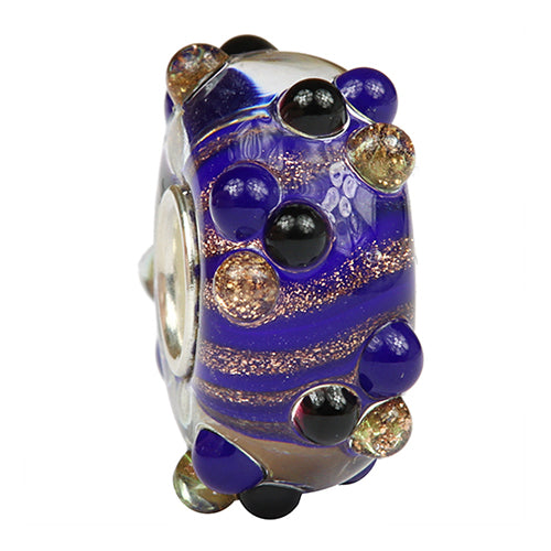 Ogerbeads Royal Blue Speckles blue; gold glass Bead by The Alternative Bead. Your official Ogerbeads Retailer from Germany