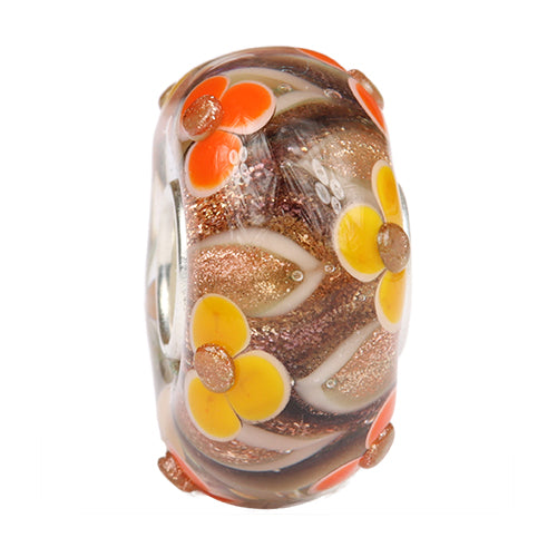 Ogerbeads Sunglow Flame Flowers bronze; gold glass Bead by The Alternative Bead. Your official Ogerbeads Retailer from Germany