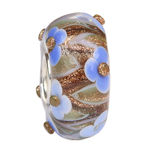 Ogerbeads Bluetiful Flame Flowers blue; gold glass Bead by The Alternative Bead. Your official Ogerbeads Retailer from Germany