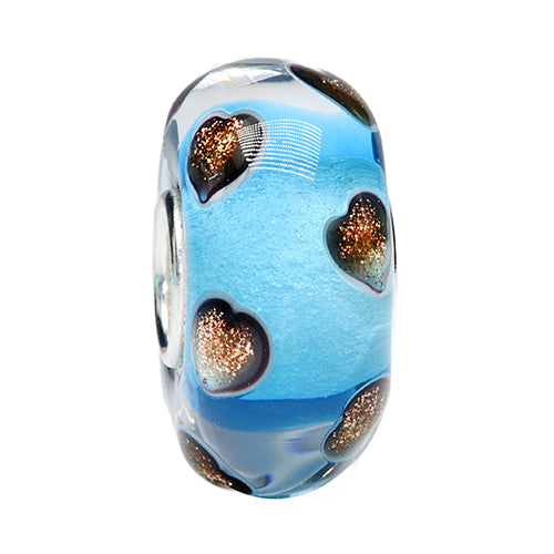 Ogerbeads Water Sparklehearts blue; gold glass Bead by The Alternative Bead. Your official Ogerbeads Retailer from Germany