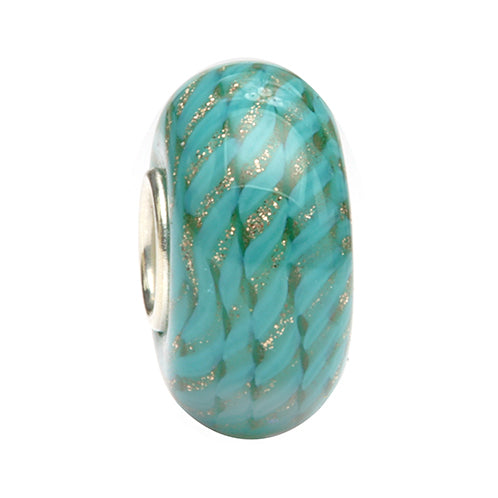 Ogerbeads Turquoise Sparkle Weave blue; gold glass Bead by The Alternative Bead. Your official Ogerbeads Retailer from Germany
