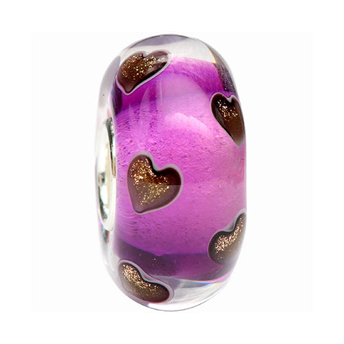 Ogerbeads Violetta Sparklehearts purple; gold glass Bead by The Alternative Bead. Your official Ogerbeads Retailer from Germany