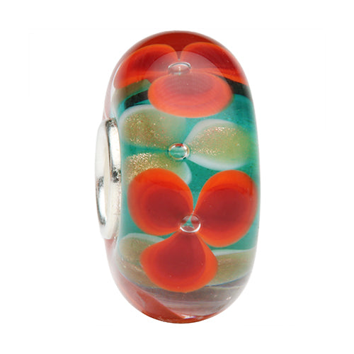 Ogerbeads Red Poppy Sparkle Flowers green; red glass Bead by The Alternative Bead. Your official Ogerbeads Retailer from Germany