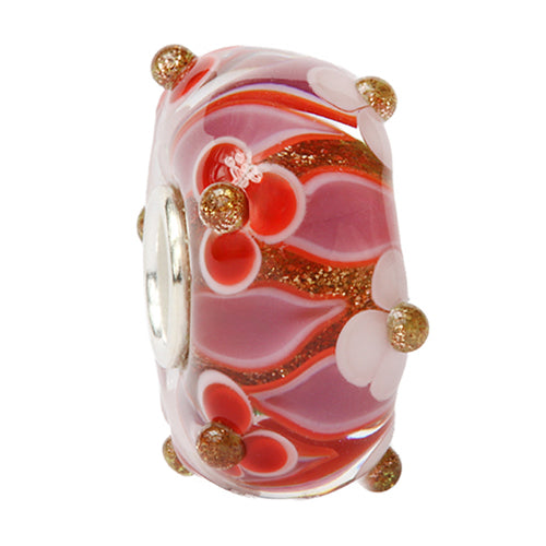 Ogerbeads Moody Berries Flame Flowers red; white; gold glass Bead by The Alternative Bead. Your official Ogerbeads Retailer from Germany