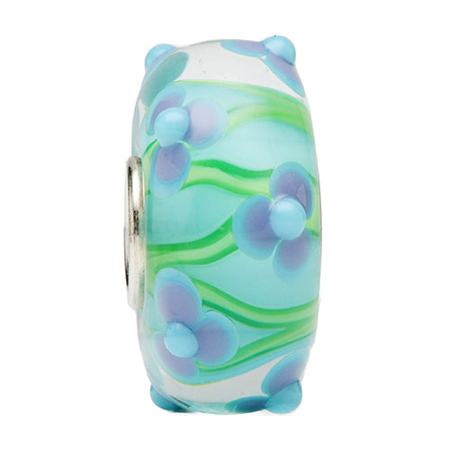 Ogerbeads Rockabilly Flame Flowers blue; green glass Bead by The Alternative Bead. Your official Ogerbeads Retailer from Germany