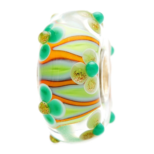 Ogerbeads Funky Flame Flowers floral; green glass Bead by The Alternative Bead. Your official Ogerbeads Retailer from Germany
