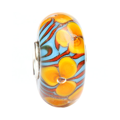 Ogerbeads Sea Bluerasp Wavelet Flowers blue; red; orange glass Bead by The Alternative Bead. Your official Ogerbeads Retailer from Germany