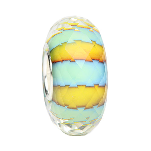 Ogerbeads Sunburst Striped Fragments blue; yellow glass Bead by The Alternative Bead. Your official Ogerbeads Retailer from Germany