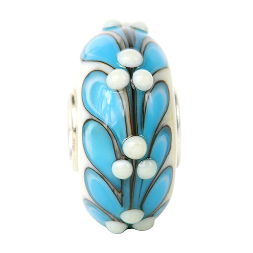 Ogerbeads Ice Leaf Dots blue; white glass Bead by The Alternative Bead. Your official Ogerbeads Retailer from Germany