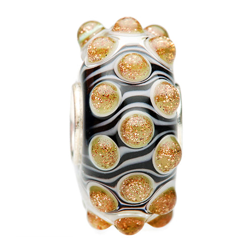 Ogerbeads Gold Zebra Speckles black; white; gold glass Bead by The Alternative Bead. Your official Ogerbeads Retailer from Germany