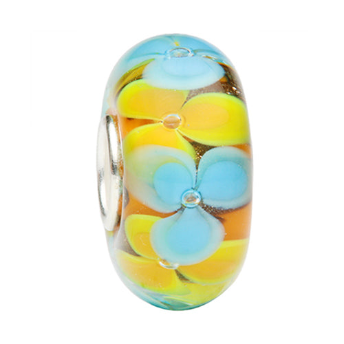 Ogerbeads Carribean Festival Flowers orange; blue; yellow glass Bead by The Alternative Bead. Your official Ogerbeads Retailer from Germany