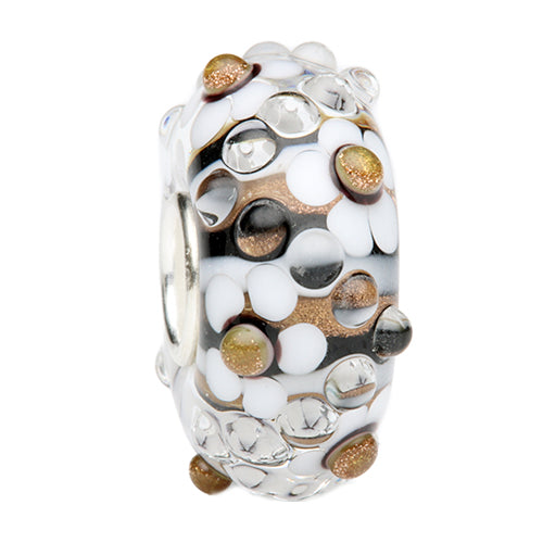 Ogerbeads Gold Allure Flower Drops white; black; gold glass Bead by The Alternative Bead. Your official Ogerbeads Retailer from Germany