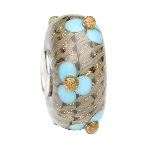 Ogerbeads Sky Blue Mocha Flower Weave beige; blue glass Bead by The Alternative Bead. Your official Ogerbeads Retailer from Germany