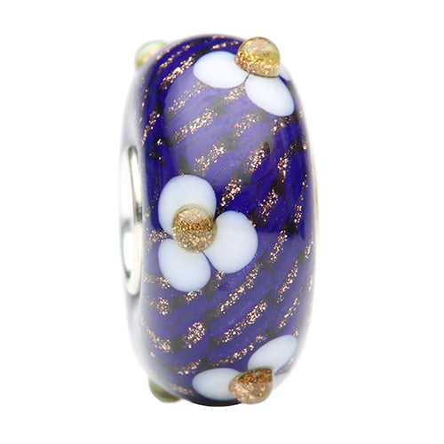 Ogerbeads Delft Blue Flower Weave blue; gold glass Bead by The Alternative Bead. Your official Ogerbeads Retailer from Germany