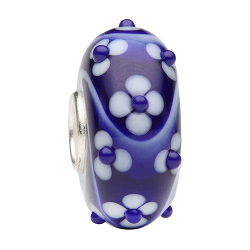 Ogerbeads Delft Blue Flower Dots Flux blue; white glass Bead by The Alternative Bead. Your official Ogerbeads Retailer from Germany
