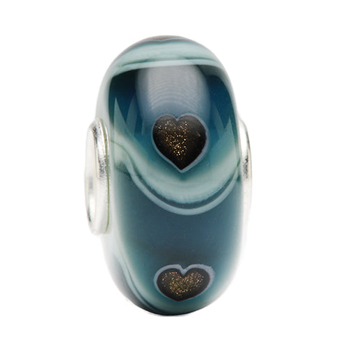 Ogerbeads Sacramento Flux Sparklehearts blue; gold glass Bead by The Alternative Bead. Your official Ogerbeads Retailer from Germany