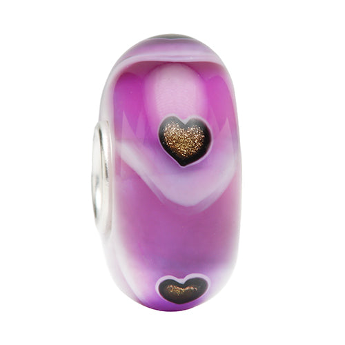 Ogerbeads Violetta Flux Sparklehearts purple; gold glass Bead by The Alternative Bead. Your official Ogerbeads Retailer from Germany