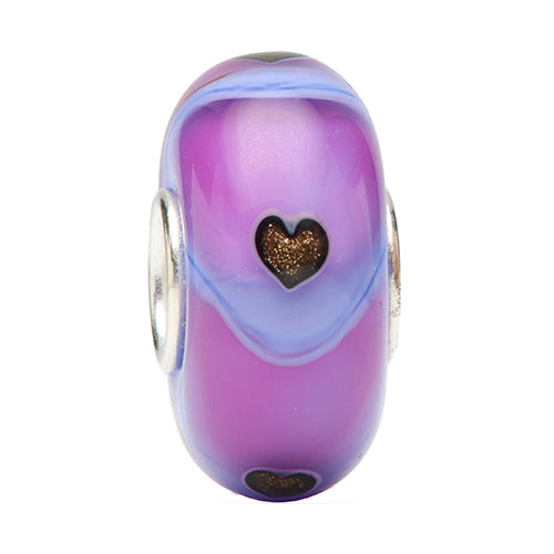 Ogerbeads Desirable Flux Sparklehearts purple; gold glass Bead by The Alternative Bead. Your official Ogerbeads Retailer from Germany