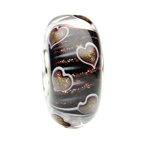 Ogerbeads Gold Allure Sparklehearts black; white; gold glass Bead by The Alternative Bead. Your official Ogerbeads Retailer from Germany