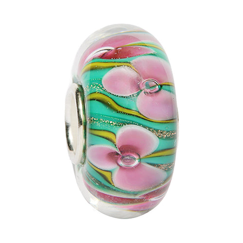 Ogerbeads Anemone Wavelet Flowers green; pink glass Bead by The Alternative Bead. Your official Ogerbeads Retailer from Germany