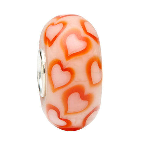 Ogerbeads Orange Lovehearts beige; orange glass Bead by The Alternative Bead. Your official Ogerbeads Retailer from Germany