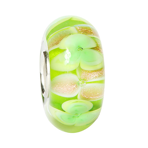 Ogerbeads Spring Gold Flowers green; gold glass Bead by The Alternative Bead. Your official Ogerbeads Retailer from Germany