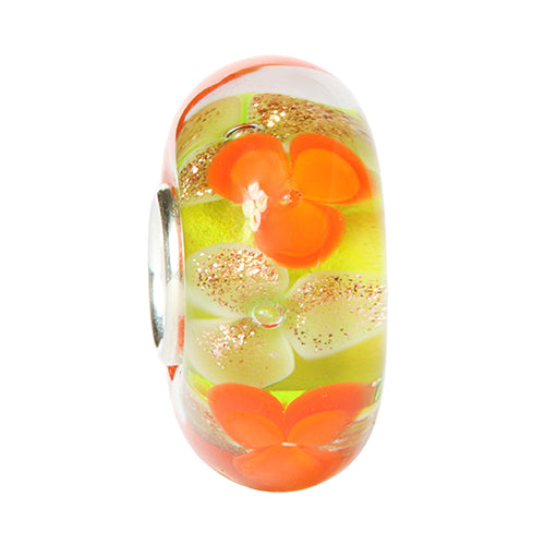 Ogerbeads Tangerine Gold Flowers orange; yellow; gold glass Bead by The Alternative Bead. Your official Ogerbeads Retailer from Germany