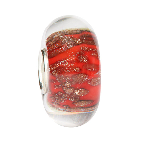 Ogerbeads Lipstick Pixiedust Elemental red; gold glass Bead by The Alternative Bead. Your official Ogerbeads Retailer from Germany