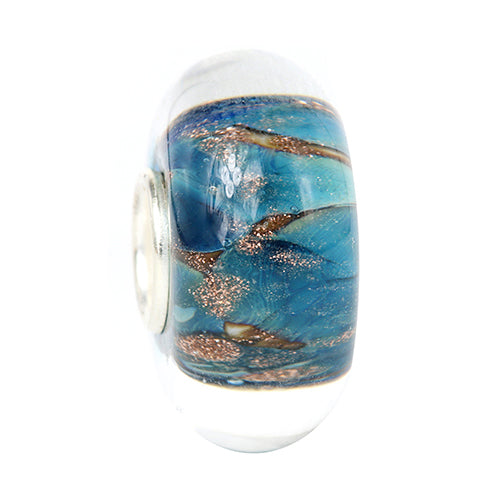Ogerbeads Skyfall Pixiedust blue; gold glass Bead by The Alternative Bead. Your official Ogerbeads Retailer from Germany